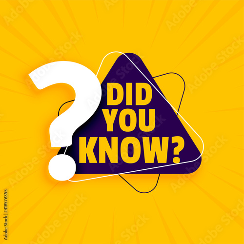modern did you know yellow banner with question mark