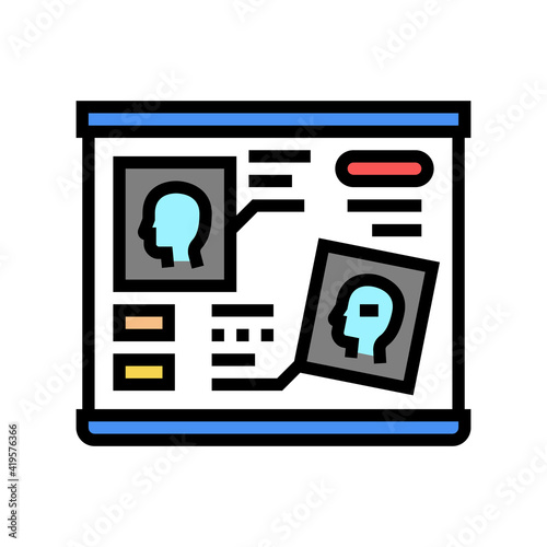 human head researching radiology cadre color icon vector. human head researching radiology cadre sign. isolated symbol illustration