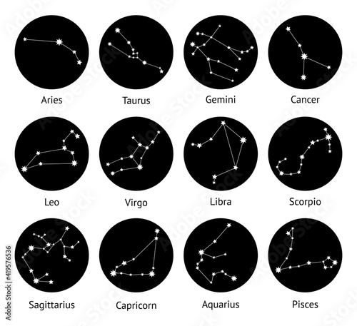 Zodiac horoscope star signs vector illustrations.