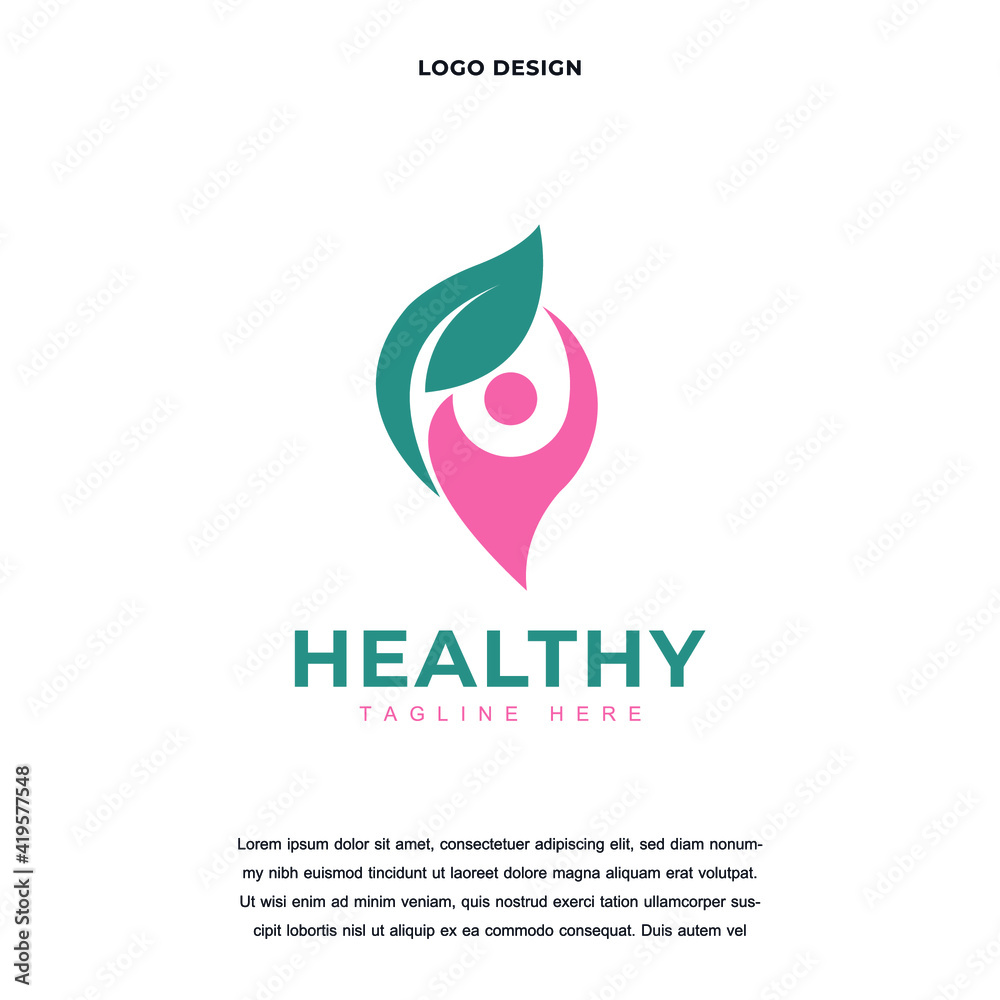 Fototapeta premium Creative health nature leaf tree icon logo design vector illustration. naturel product symbol logo design color editable