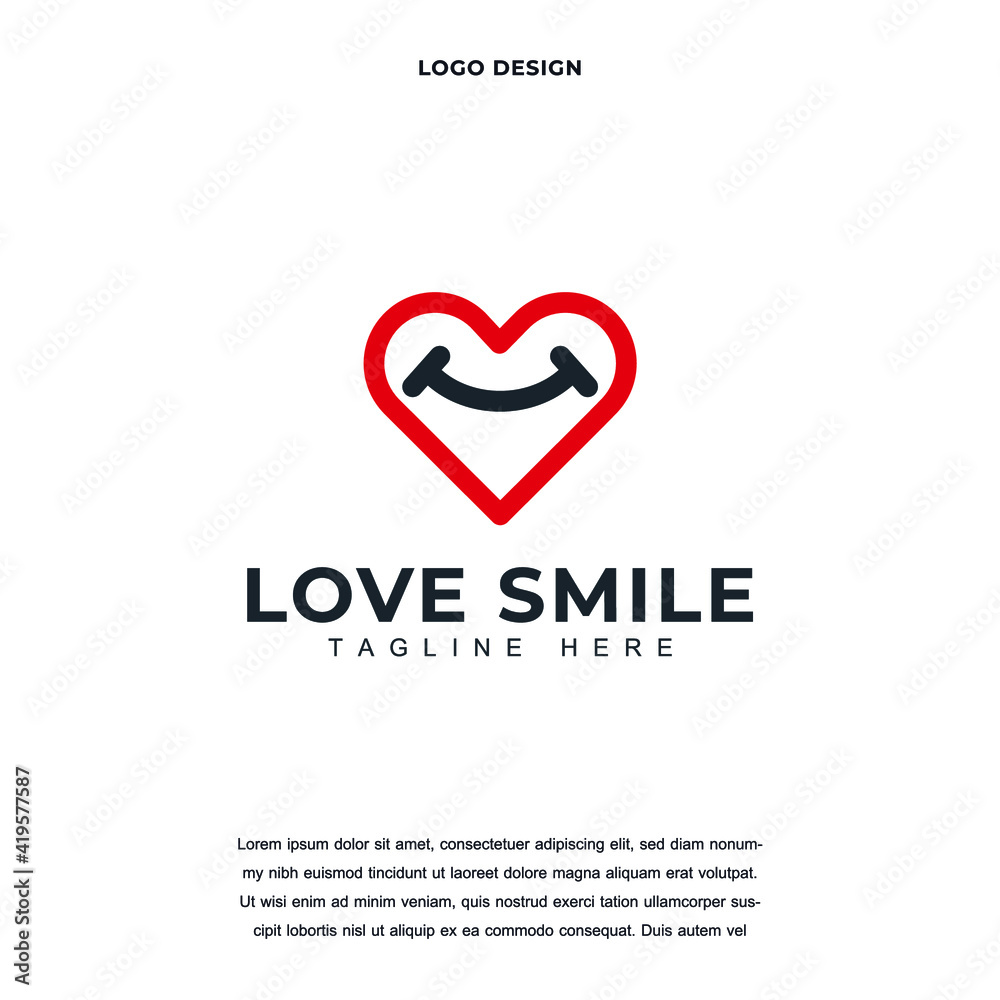 Creative Love Smile icon logo design vector illustration. World Happiness Day with hearth and smile symbol logo design color editable