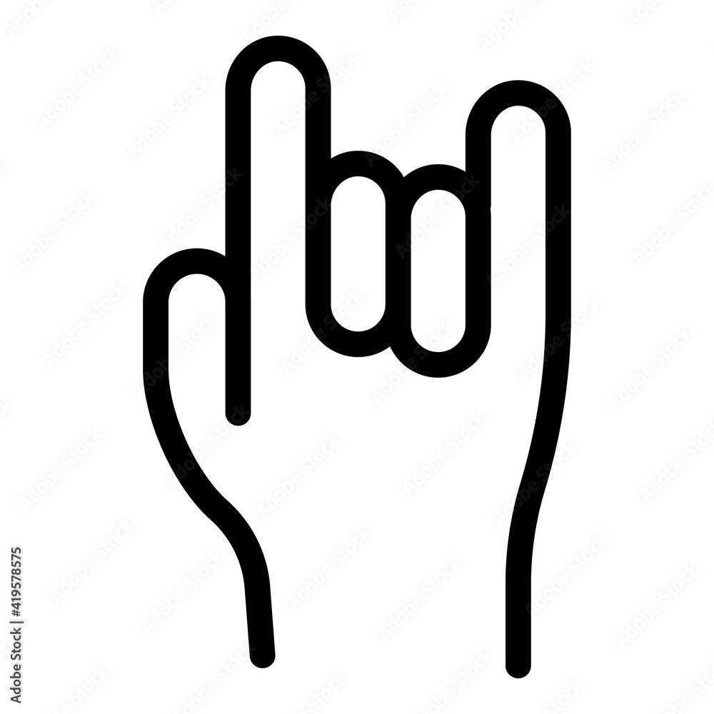 Hand gestures rock u icon. Outline Hand gestures rock u vector icon for web design isolated on white background Hand gestures rock u icon. Outline Hand gestures rock u vector icon for web design isolated on white background