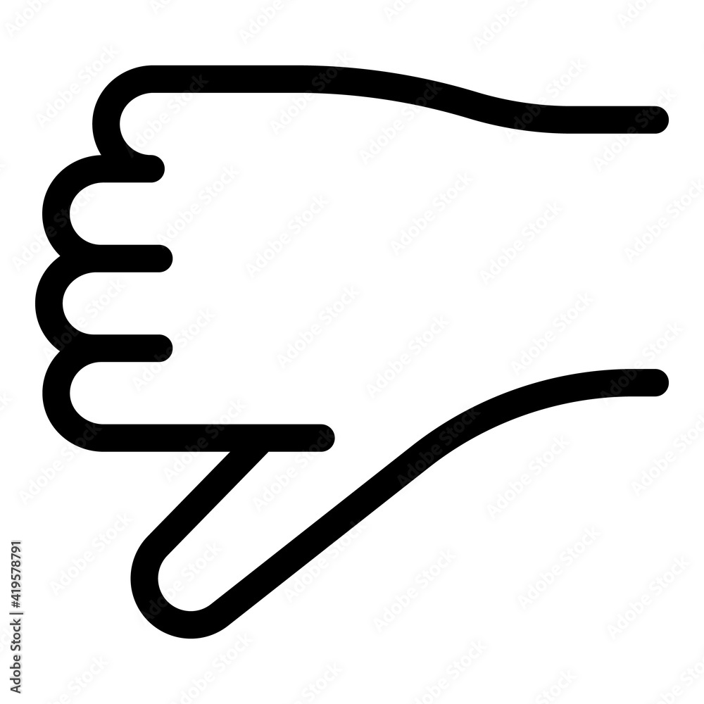 Hand gesture thumb down icon. Outline Hand gesture thumb down vector icon for web design isolated on white background Hand gesture thumb down icon. Outline Hand gesture thumb down vector icon for web design isolated on white background