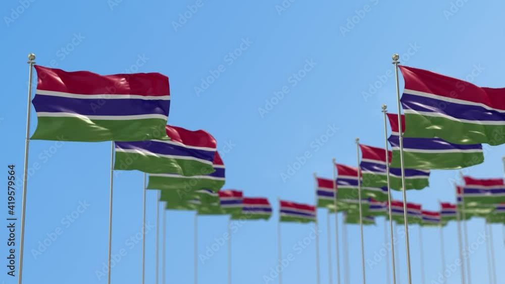 Gambia Row Of Flags 3D Animation Gambia Row Of Flags 3D Animation