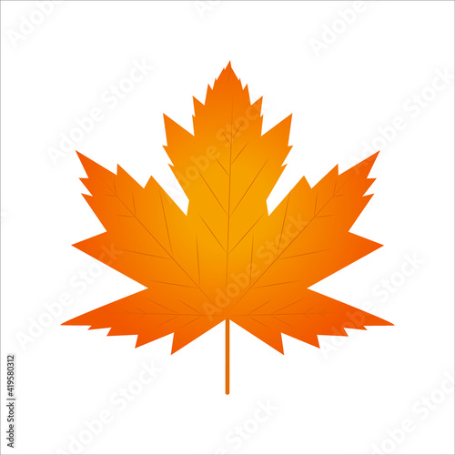 Bright autumn maple leaf. Cartoon style. Vector design.