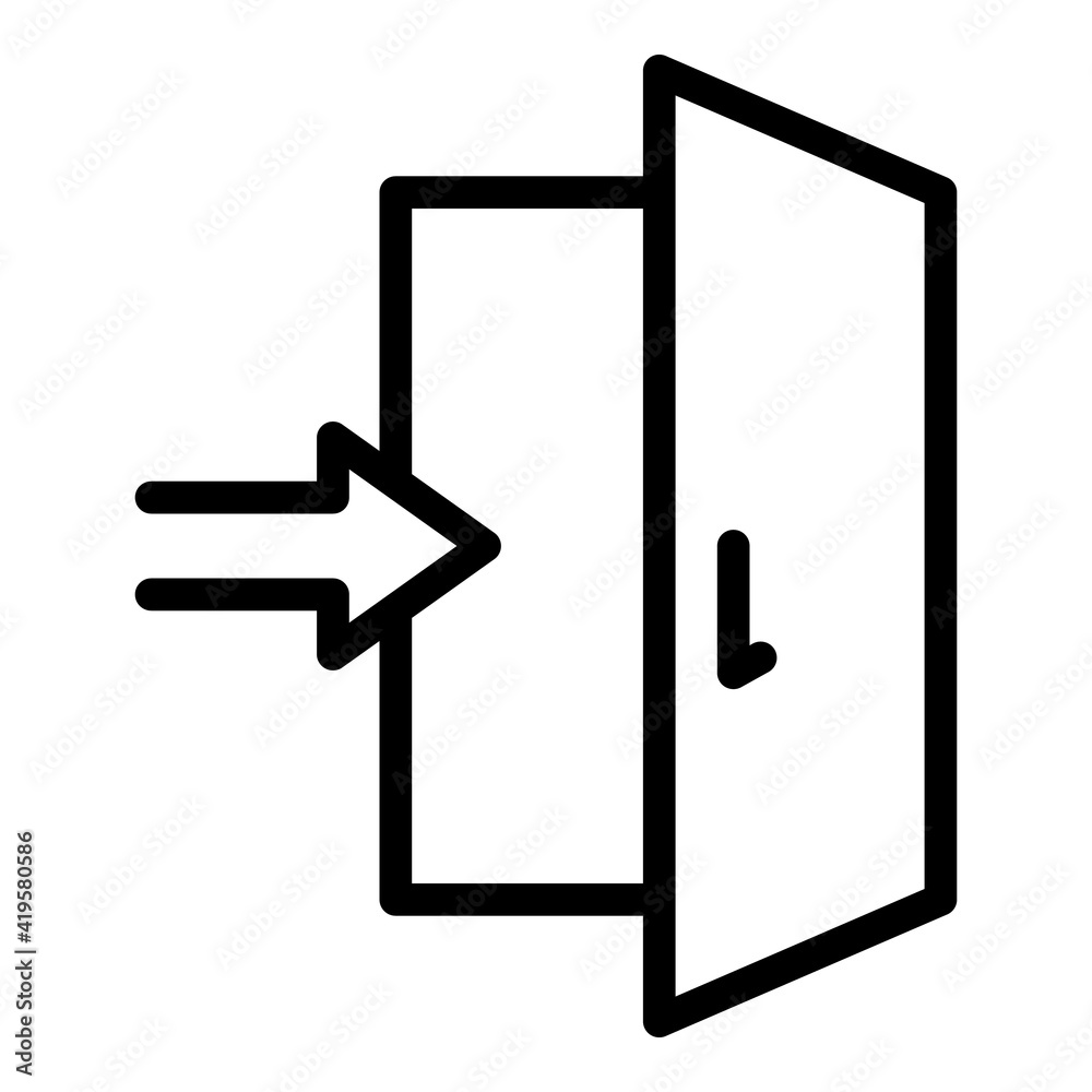 Enter door interface icon. Outline Enter door interface vector icon for web design isolated on white background Enter door interface icon. Outline Enter door interface vector icon for web design isolated on white background