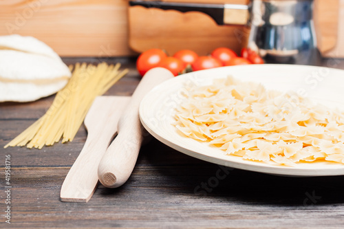 pasta plates italian cuisine cooking wood table