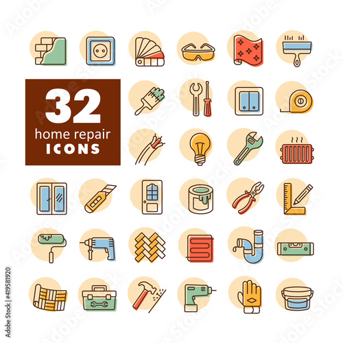 Set of building construction and home repair icons