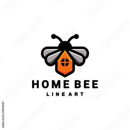 Double Meaning Logo Design Combination of home And bee
