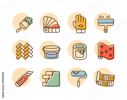 Home repair, remodelling, redecoration icon set