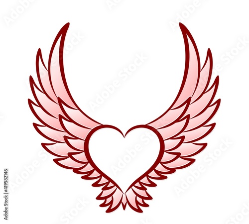 The Red heart symbol with wings.