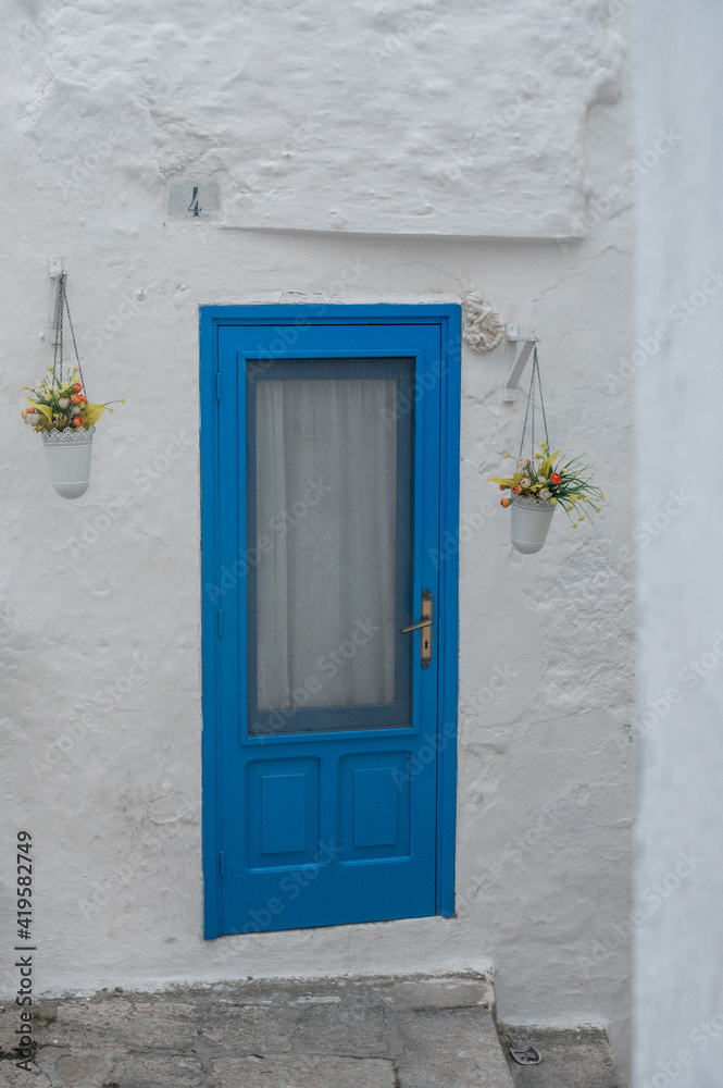 blue door of Ostunis oldtown, Puglia