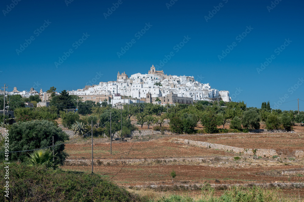 città bianca  the white city of Ostuni on a hill, Puglia