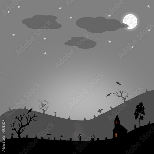 The night in graveyard