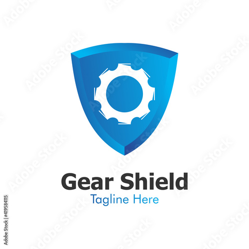 Illustration Vector Graphic of Gear Shield Logo. Perfect to use for Technology Company