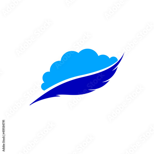 Ink letter and cloud on a white background. Template for logo design. Vector, illustration