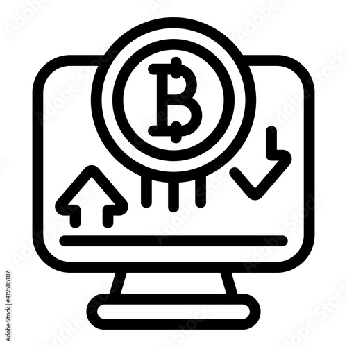 Blockchain monitor icon. Outline Blockchain monitor vector icon for web design isolated on white background