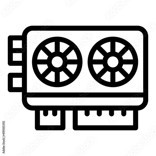 Blockchain video card icon. Outline Blockchain video card vector icon for web design isolated on white background