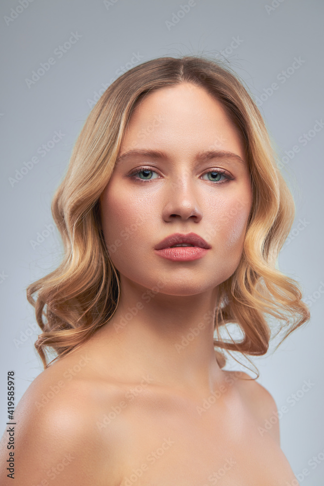 Pretty lady with clear skin posing with no makeup. Pretty lady with clear skin posing with no makeup.