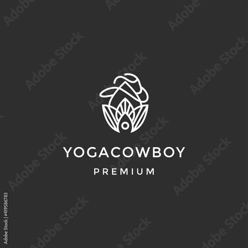Abstract Yoga Logo design template. Lotus on black background