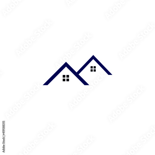 Blue roofs sign, symbol, clipart, logo, artwork isolated on white