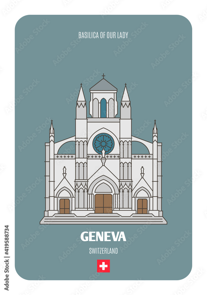Fototapeta premium Basilica of Our Lady of Geneva, Switzerland