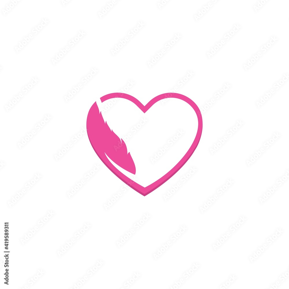 Love Feather logo vector icon illustration
