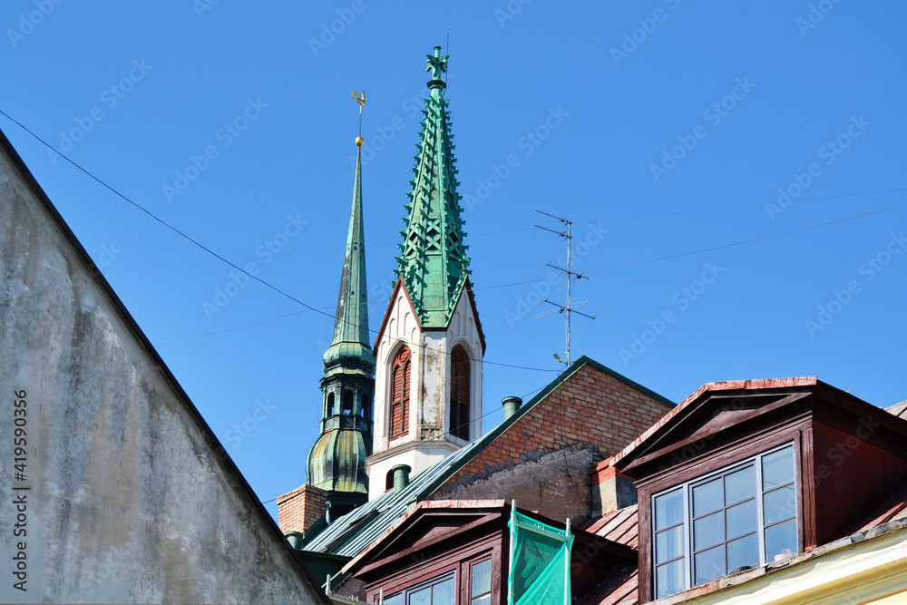 Roofs and spires of Old Riga, Latvia, Baltic States