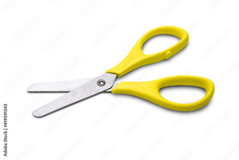 Yellow scissors isolated on white background Yellow scissors isolated on white background