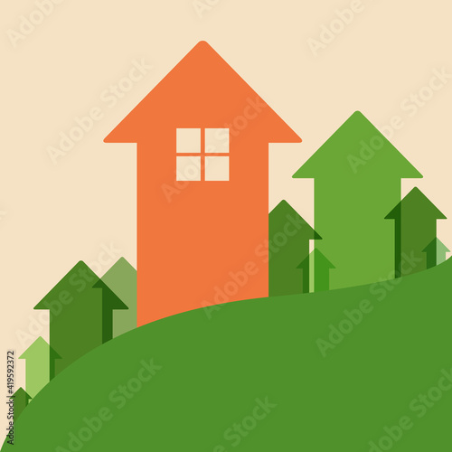 Home Value, House Values and Prices Up, Vector Illustration