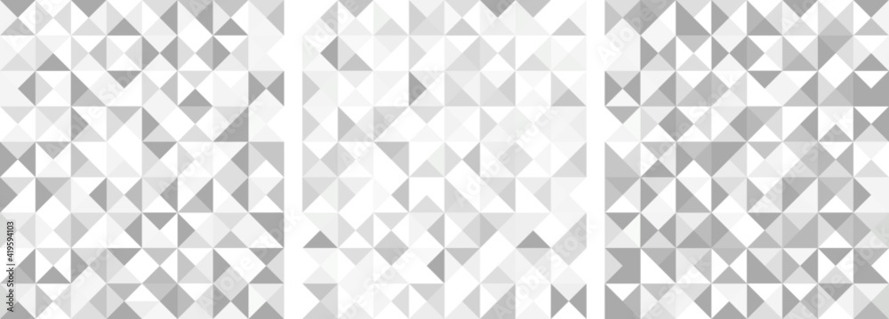 Abstract geometric background set. Triangles pattern vector design. Minimalist wallpaper decor. Simple empty triangular pattern halftone Abstract geometric background set. Triangles pattern vector design. Minimalist wallpaper decor. Simple empty triangular pattern halftone