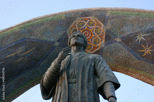 Tajikistan, Dushanbe - 28.10.2019: The monument to the Persian poet Rudaki in Rudaki Park