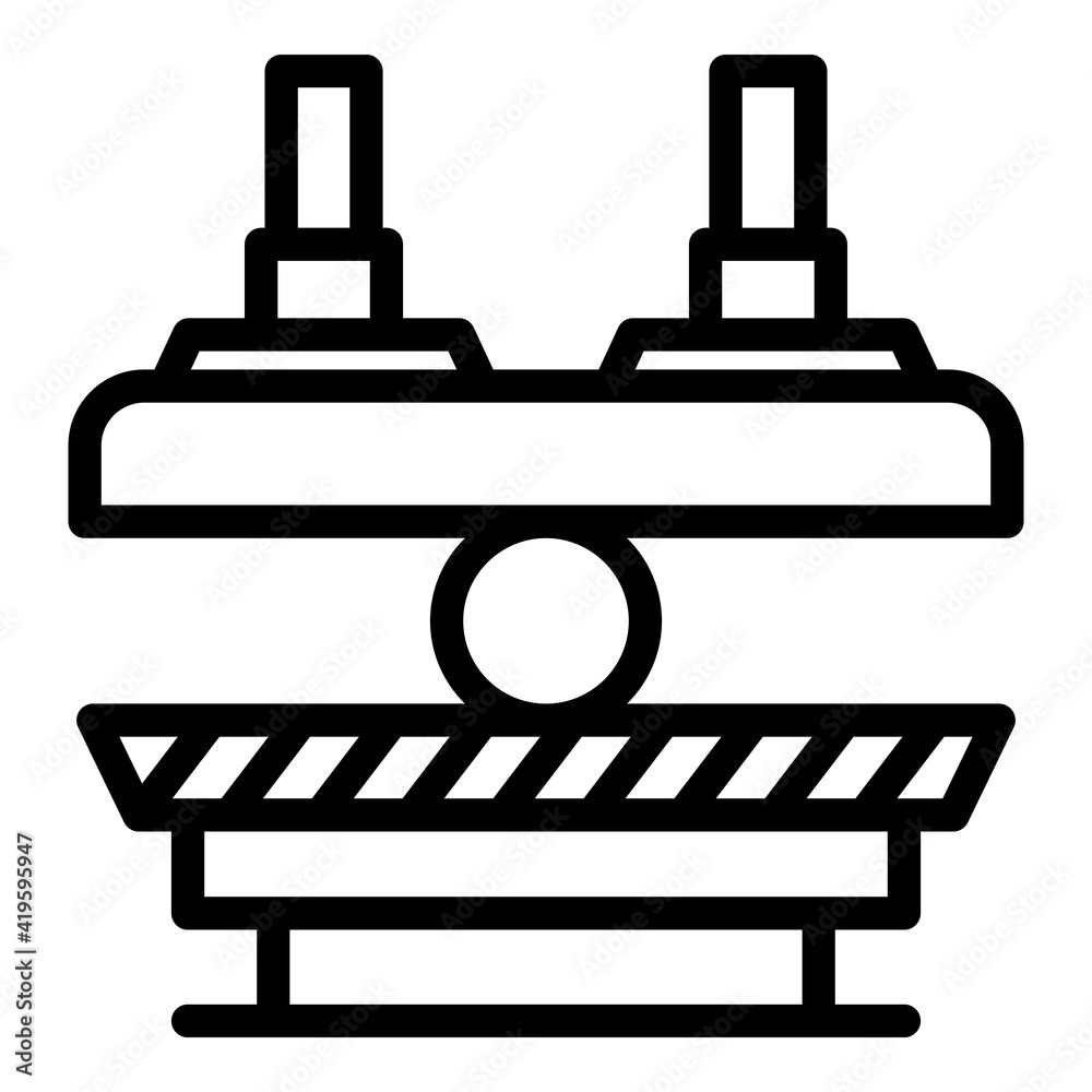 Obraz premium Press machine process icon. Outline press machine process vector icon for web design isolated on white background