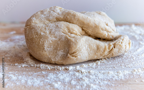 dough on a wooden board