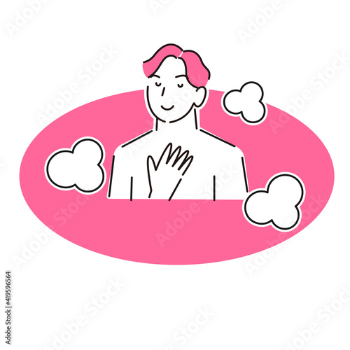 入浴している若い男性 程よいシンプルなイラスト ベクター