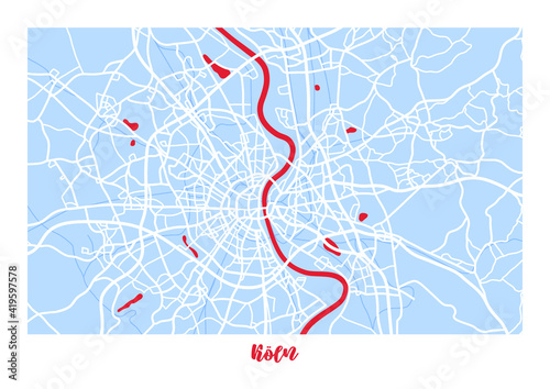 Vector city map. Cologne illustration. City map. Germany