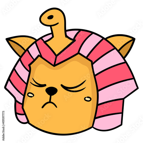 a sphynx headed cat with a grumpy face. carton emoticon. doodle icon drawing