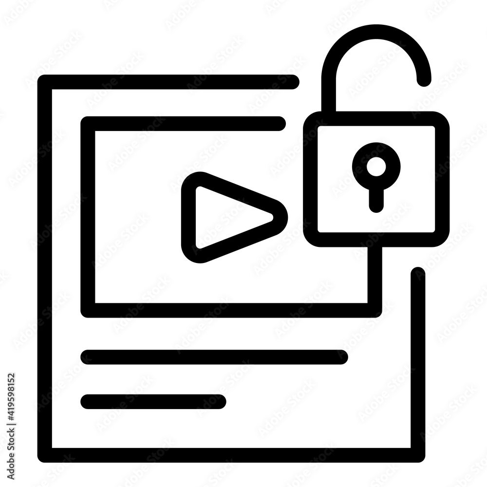 Video malware icon. Outline video malware vector icon for web design isolated on white background Video malware icon. Outline video malware vector icon for web design isolated on white background