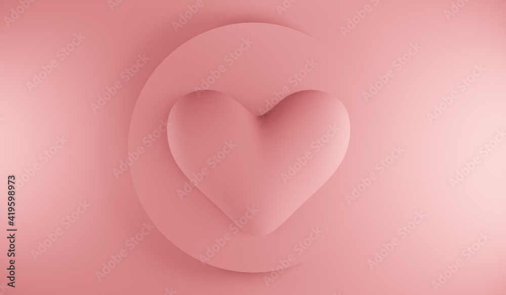 Minimal heart icon. Gradient shapes composition.