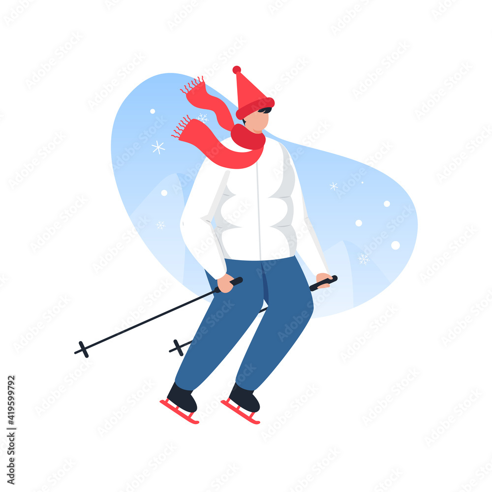 Obraz premium People Ice Skating Illustration. Winter illustration
