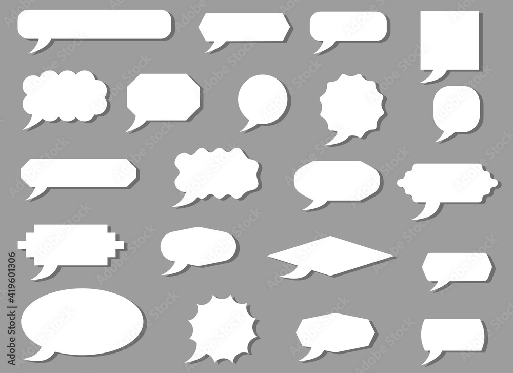 Collection of empty speech bubble with shadow. Set of vector illustration for design