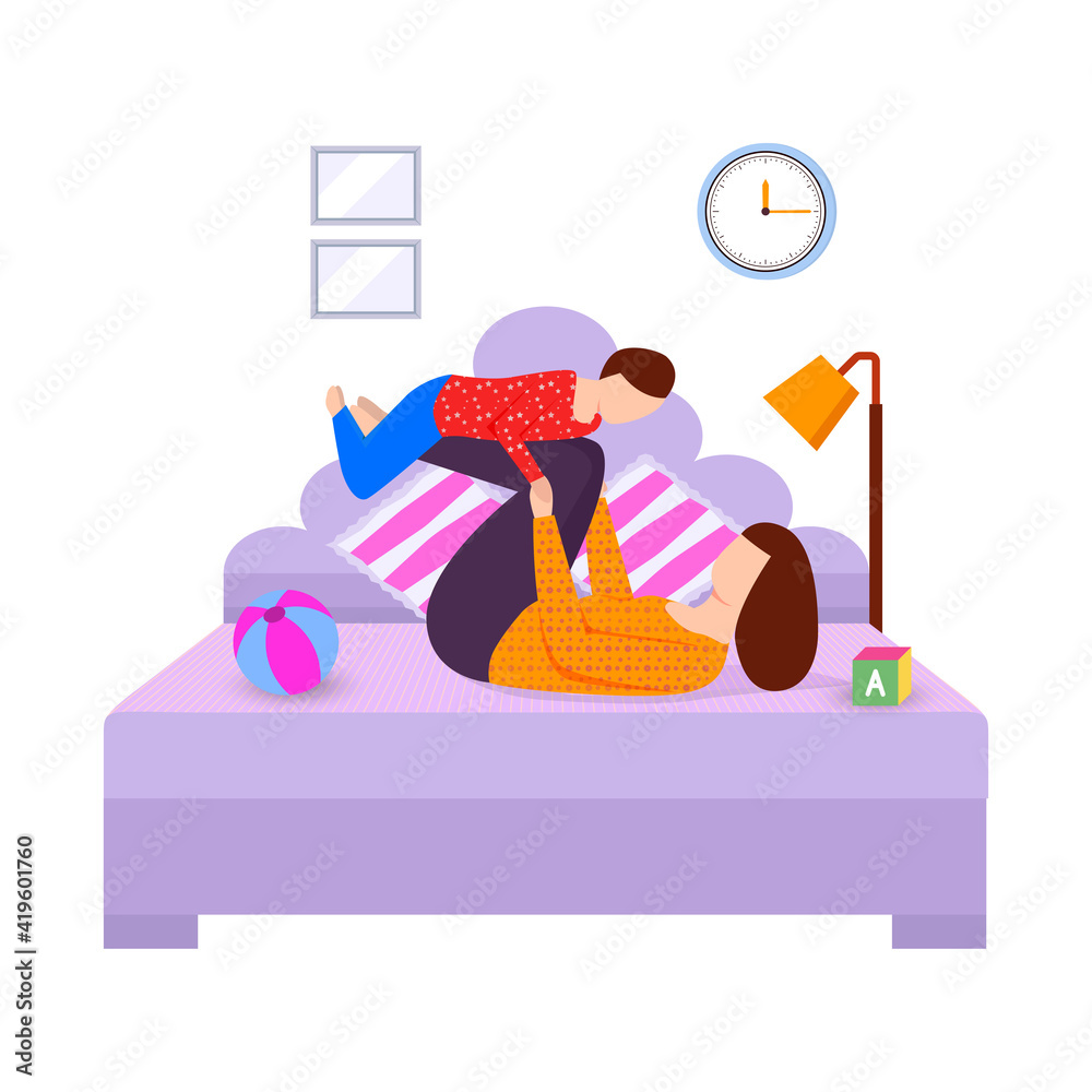Kids and Mom enjoy time Illustration. Kids and Mom Illustration Kids and Mom enjoy time Illustration. Kids and Mom Illustration