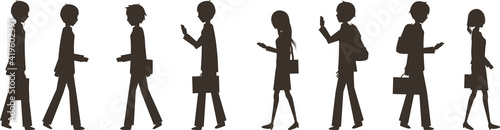 ビジネスマン達の人混みシルエット