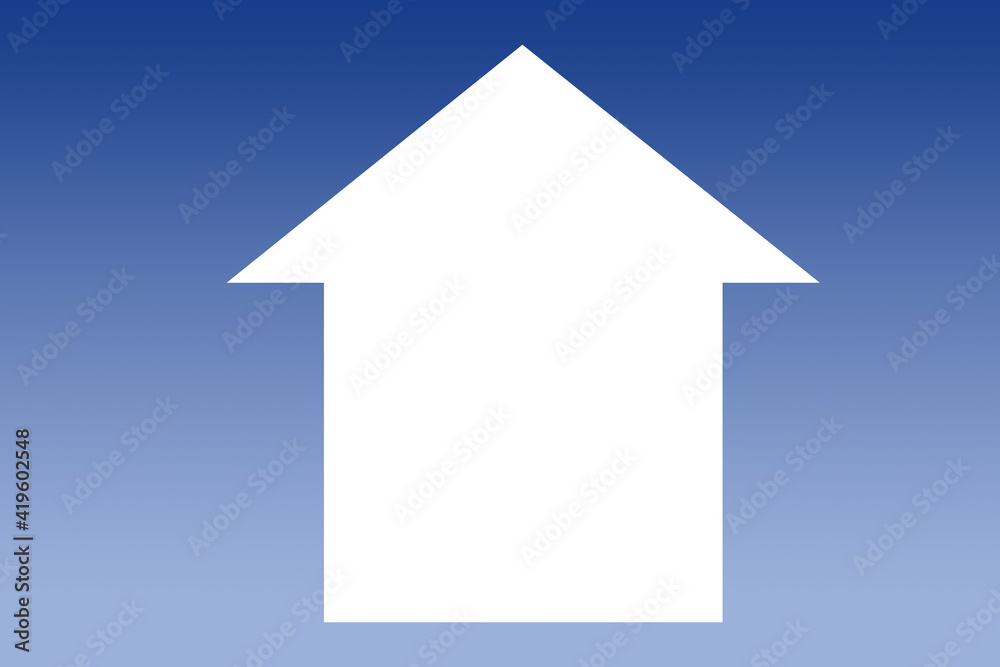 Einfamilienhaus als großes Symbol auf blauen Hintergrund Einfamilienhaus als großes Symbol auf blauen Hintergrund