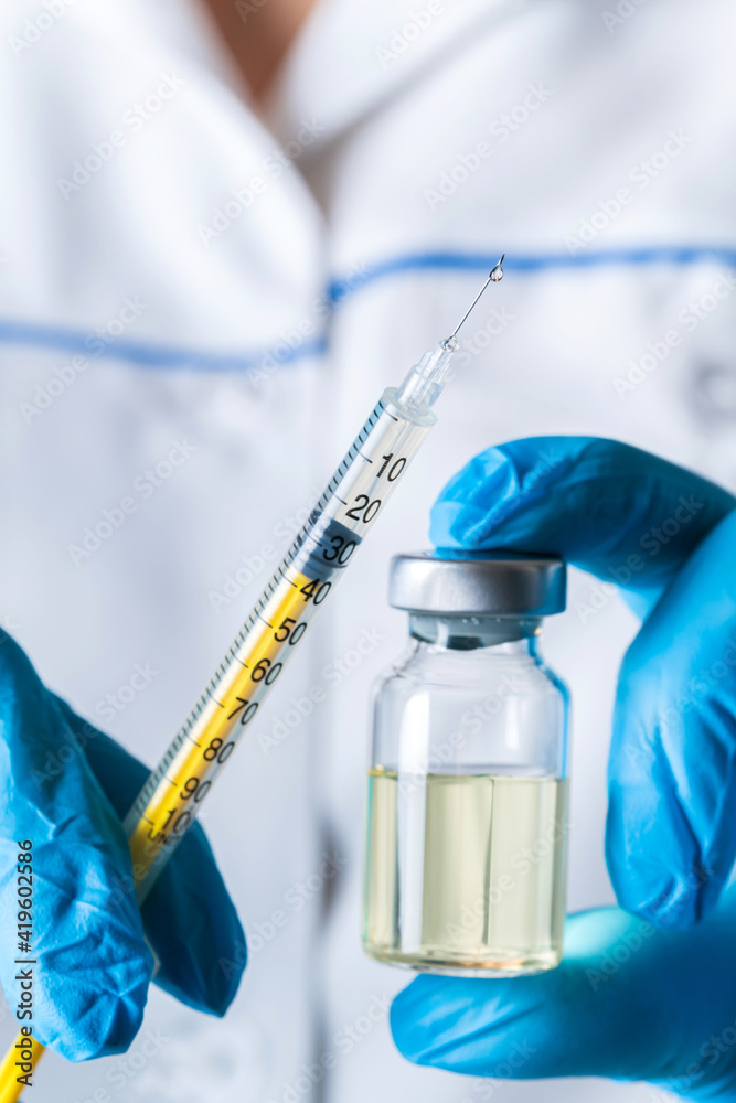 liquid drug or vaccine for treatment, flu in the hand liquid drug or vaccine for treatment, flu in the hand