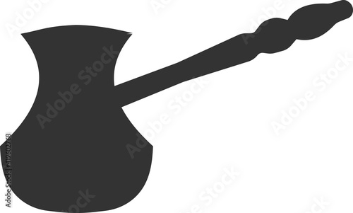 A cup with a handle for making coffee on the stove.