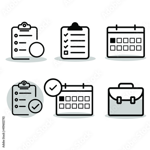 Vector icons of polaners, calendars and files. For design