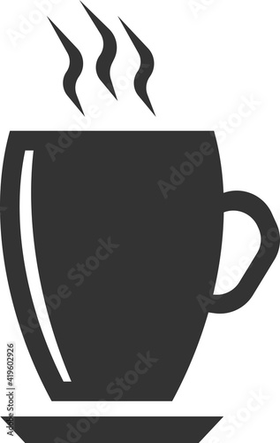 Vector coffee cup icon. A teacup. An illustration isolated on a white background.