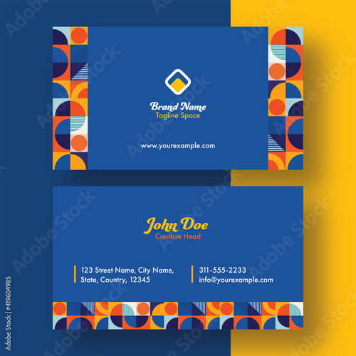 Photos Double-Sides Of Business Card Template Design With Abstract Pattern