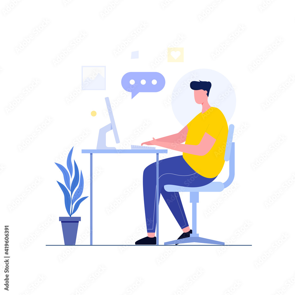 Online Conversation illustration design. Office work concept illustration vector

